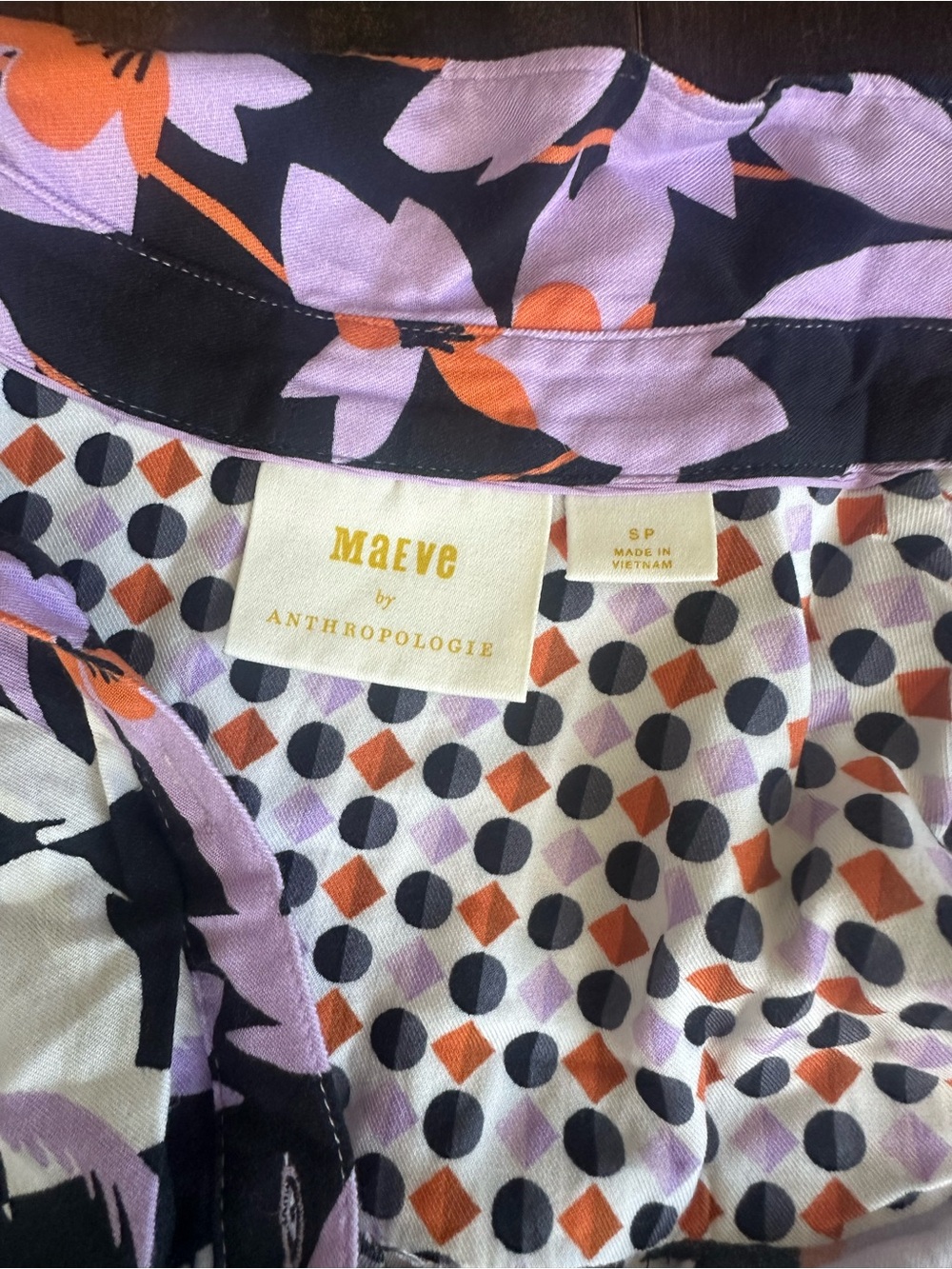 Anthropologie Maeve Lavender and Orange Floral Print Top